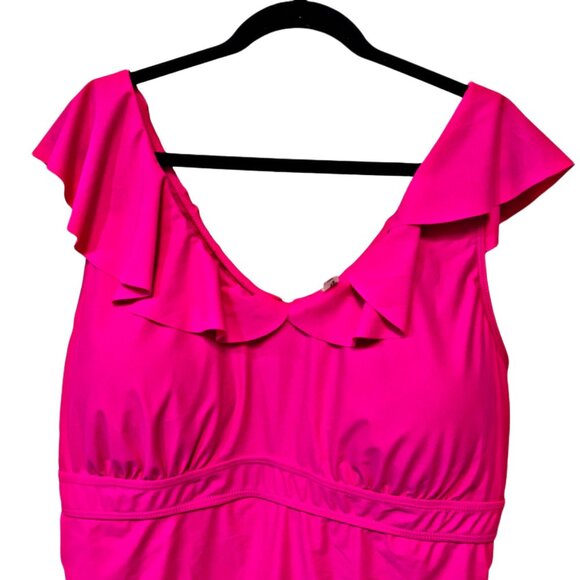 DACI Full Coverage One Piece Swimsuit Ruffle Sleeveless Pull-One Plus Size 24W - Picture 2 of 9